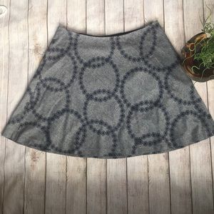 Boden Wool A-line Skirt with Embroidered Swirls